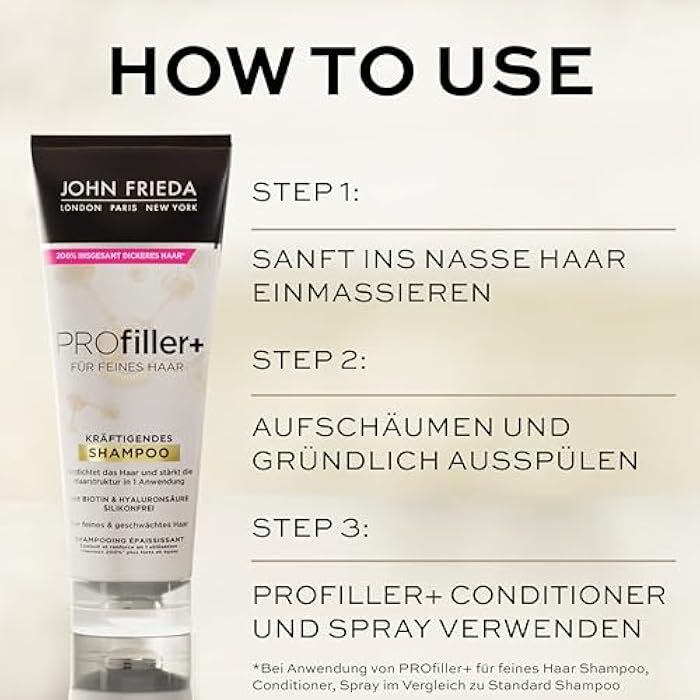 John Frieda Profiller+ Shampoo – Content: 250 ml – Hair Type: Fine, Weakened – Strengthens the Hair Structure in One Application – Silicone-Free - Image 4